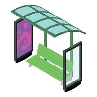 Bus stop shelter icon, isometric style vector