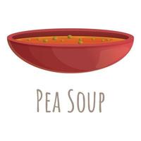 Pea soup icon, cartoon style vector