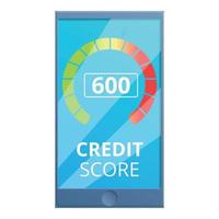 Mobile credit score icon, cartoon style vector