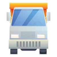 Front view tipper icon, cartoon style vector