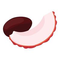 Sliced lychee icon, isometric style vector