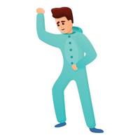 Dancing pajama boy icon, cartoon style vector