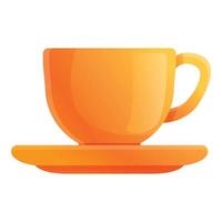 Morning coffee cup icon, cartoon style vector