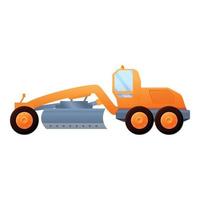 Hydraulic grader machine icon, cartoon style vector