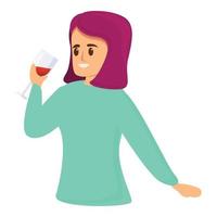 Woman sommelier icon, cartoon style vector
