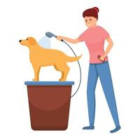 Groomer wash dog icon, cartoon style vector