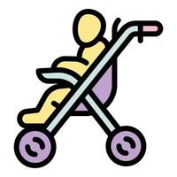 Stroller pram icon, outline style vector