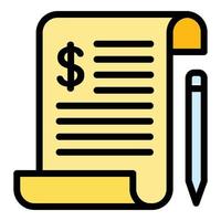 Payroll paper icon, outline style vector