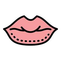 Lips correction icon, outline style vector