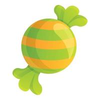 Green candy icon, cartoon style vector