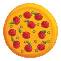 Margarita pizza icon, cartoon style vector