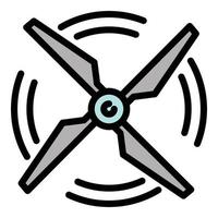 Rotation of drone propeller icon, outline style vector