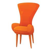 Orange armchair icon, cartoon style vector