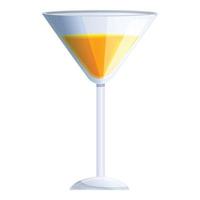 Yellow cocktail glass icon, cartoon style vector