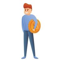 Man with coin icon, cartoon style vector