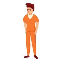 Young prison man icon, cartoon style vector