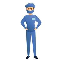 Podiatrist blue clothes icon, cartoon style vector