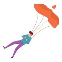 Recreational parachuting icon, cartoon style vector