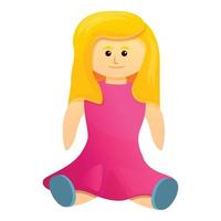 Blonde doll icon, cartoon style vector