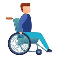 Man in wheelchair icon, cartoon style vector