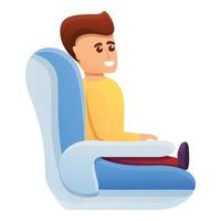 icono de asiento de coche de bebé, estilo de dibujos animados vector