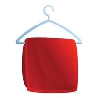 Bath towel on hanger icon, cartoon style vector