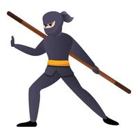 Ninja samurai icon, cartoon style vector