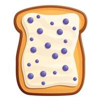 Toast butter berry icon, cartoon style vector