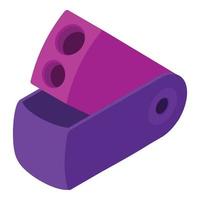 Purple sharpener icon, isometric style vector