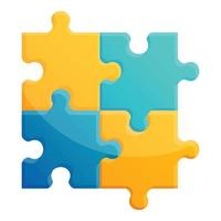 Colorful jigsaw icon, cartoon style vector