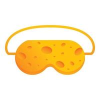 Cheese print sleeping mask icon, cartoon style vector