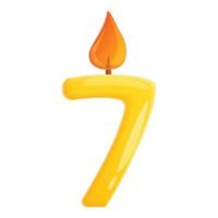 Seven number candle icon, cartoon style vector