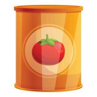 Tomato tin can icon, cartoon style vector