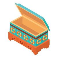 Crystal dower chest icon, isometric style vector