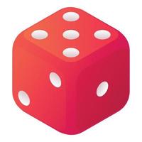 Lose dice icon, isometric style vector