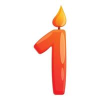 First number candle icon, cartoon style vector