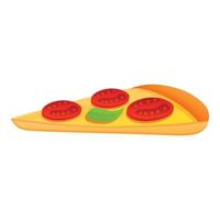 Vegan pizza slice icon, cartoon style vector