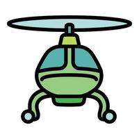 icono de helicóptero volador, estilo de esquema vector