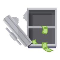 Investigate broken money safe icon, cartoon style vector