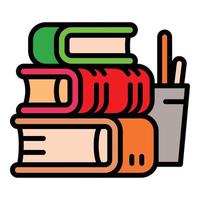 icono de libros escolares de pila, estilo de esquema vector