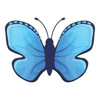 Sky blue butterfly icon, cartoon style vector