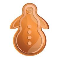 Gingerbread snowman icon, cartoon style vector