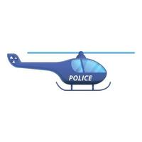 icono de helicóptero de la policía, estilo de dibujos animados vector