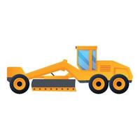 Road grader machine icon, cartoon style vector