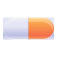 Capsule dosage icon, cartoon style vector