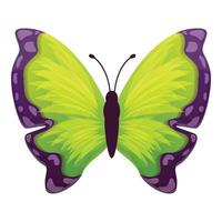 icono de mariposa verde primavera, estilo de dibujos animados vector