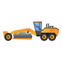 Demolition grader machine icon, cartoon style vector