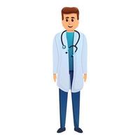 Podiatrist with stethoscope icon, cartoon style vector