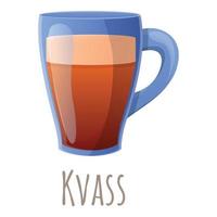 Kvass mug icon, cartoon style vector