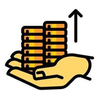 Protect coins deposit icon, outline style vector